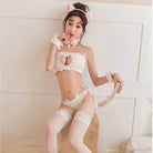 Cute Neko Cat Inspired Lingerie Set with Bikini Bottoms and Accessories - Cosparty