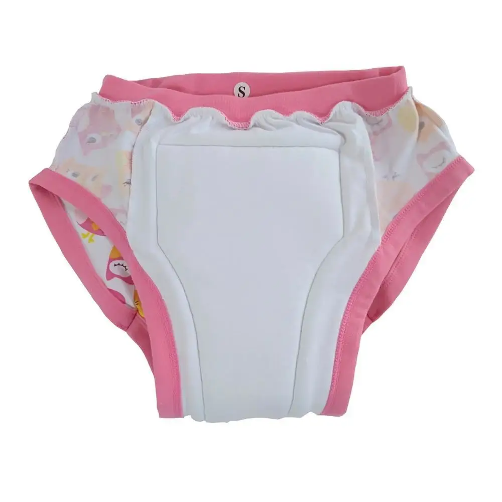 Cute Owl Pattern Adult Baby Training Pants with Pink Trim - diaper