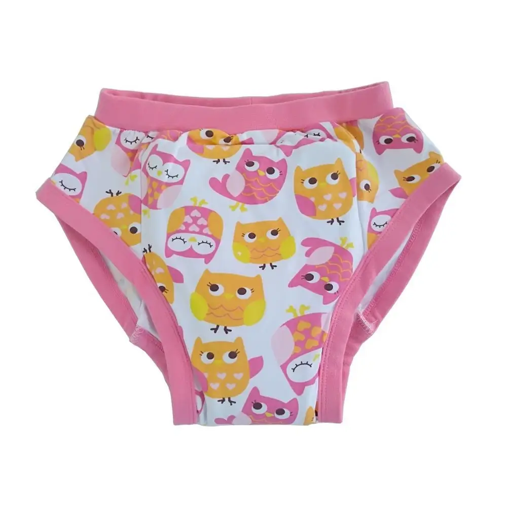 Cute Owl Pattern Adult Baby Training Pants with Pink Trim - diaper