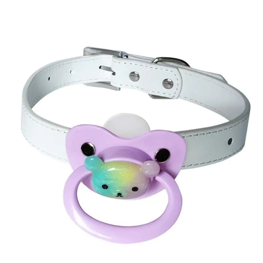 Cute Pacifier Choker Necklace in Various Adorable Designs - Rainbow Bear - pacifier