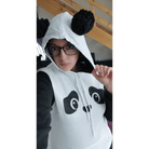 Cute Panda Bear Inspired Hoodie with Fuzzy Ears and Warm Sleeves - Cosparty