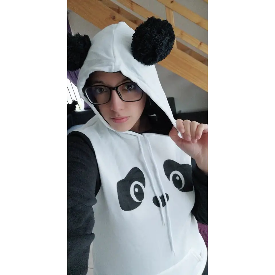 Cute Panda Bear Inspired Hoodie with Fuzzy Ears and Warm Sleeves - hoodie