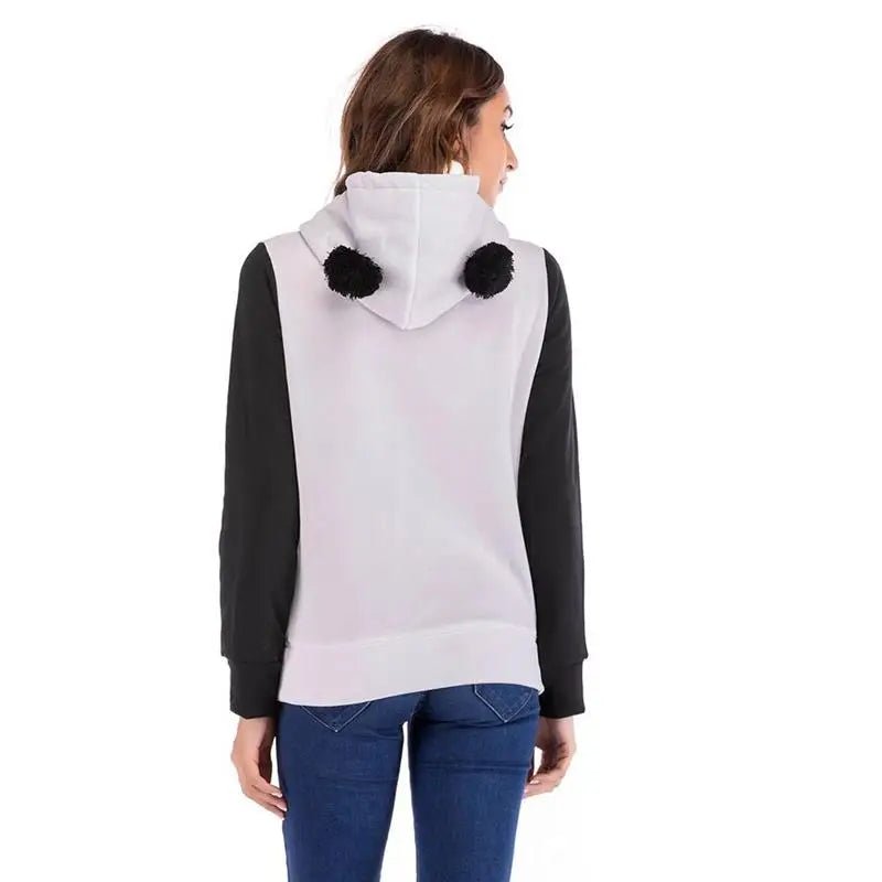 Cute Panda Bear Inspired Hoodie with Fuzzy Ears and Warm Sleeves - Cosparty