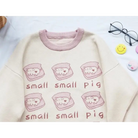 Cute Pig Crewneck Sweater with Hand Embroidery - sweater