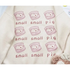 Cute Pig Crewneck Sweater with Hand Embroidery - sweater