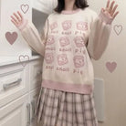 Cute Pig Crewneck Sweater with Hand Embroidery - sweater