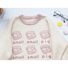 Cute Pig Crewneck Sweater with Hand Embroidery - Cosparty