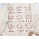Cute Pig Crewneck Sweater with Hand Embroidery - Cosparty