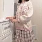 Cute Pig Crewneck Sweater with Hand Embroidery - Cosparty