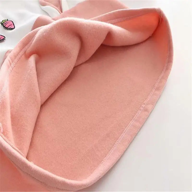 Cute Pink and White Baby Bun Hoodie with Bunny Ears - sweater