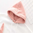 Cute Pink and White Baby Bun Hoodie with Bunny Ears - sweater