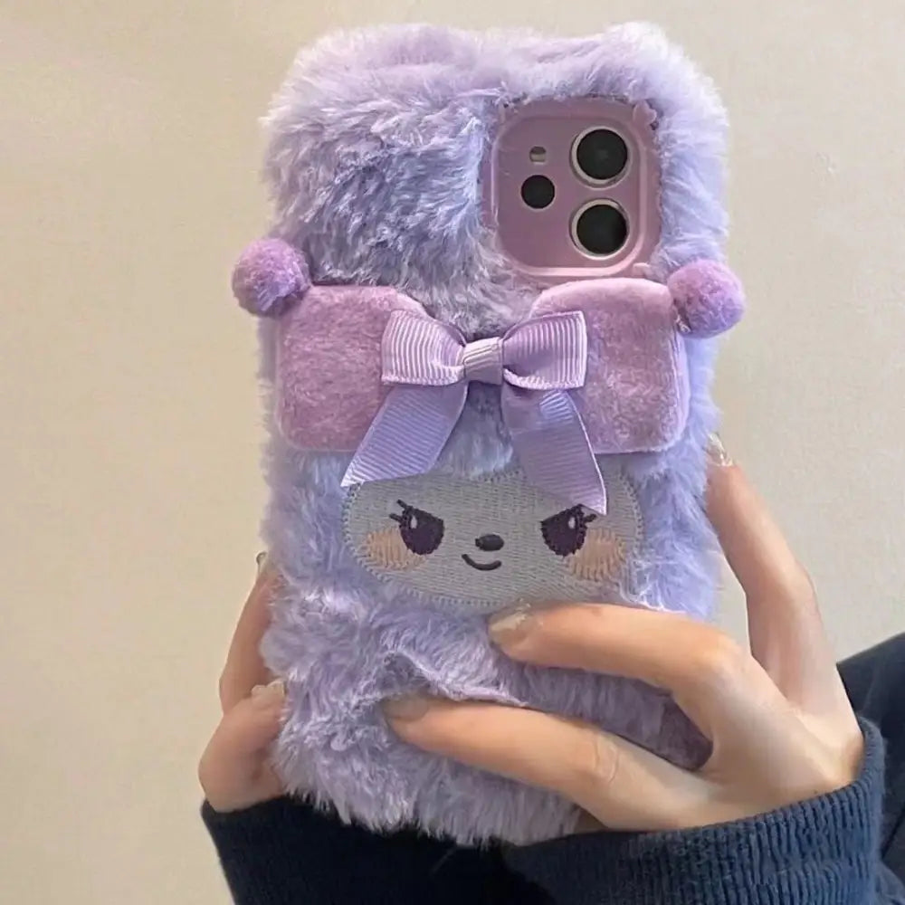 Cute Pink Fuzzy Baby Bunny iPhone Case for Kawaii Lovers - iPhone11 / Purple - phone case