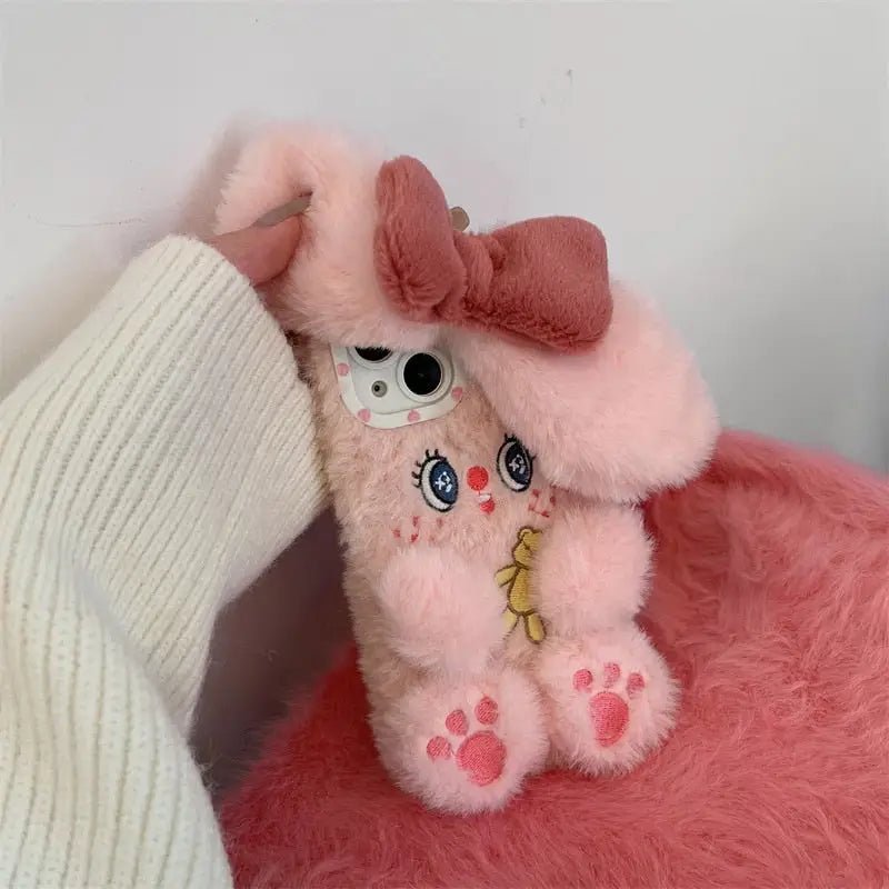 Cute Pink Fuzzy Baby Bunny iPhone Case for Kawaii Lovers - Cosparty
