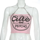 Cute & Psycho Chain Link Cropped Belly Shirt in Pink - Cosparty