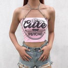 Cute & Psycho Chain Link Cropped Belly Shirt in Pink - Cosparty