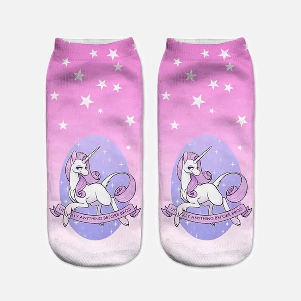 Cute Purple Unicorn Ankle Socks with Cheeky Saying - Cosparty