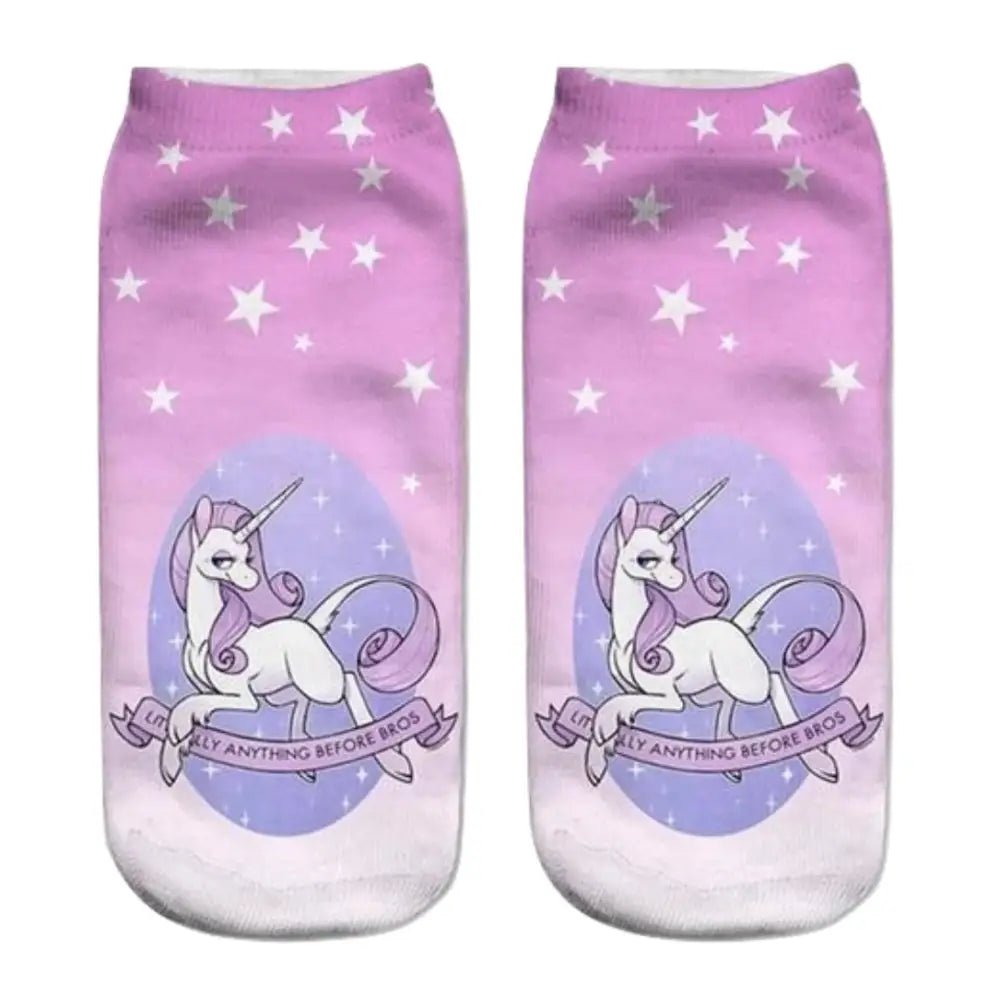Cute Purple Unicorn Ankle Socks with Cheeky Saying - Cosparty