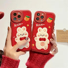 Cute Red Fuzzy Bunny Inspired iPhone Case for Kawaii Lovers - Cosparty