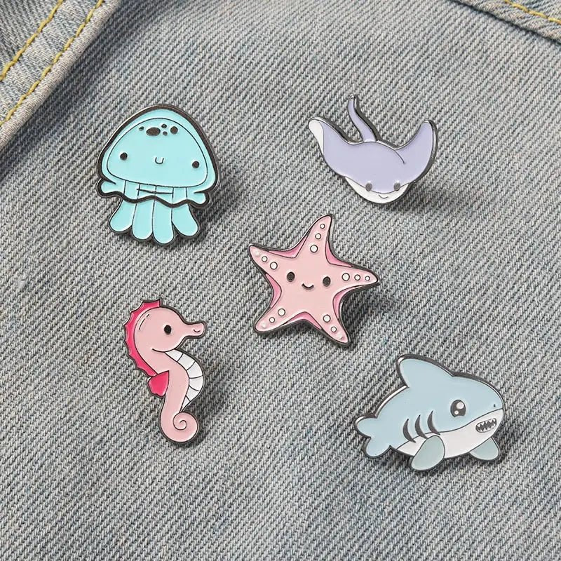 Cute Sea Animal Lapel Pins for Aquatic Lovers - Cosparty