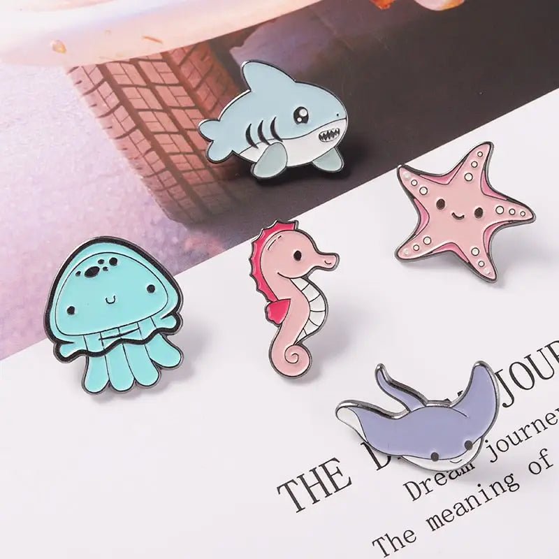 Cute Sea Animal Lapel Pins for Aquatic Lovers - Cosparty