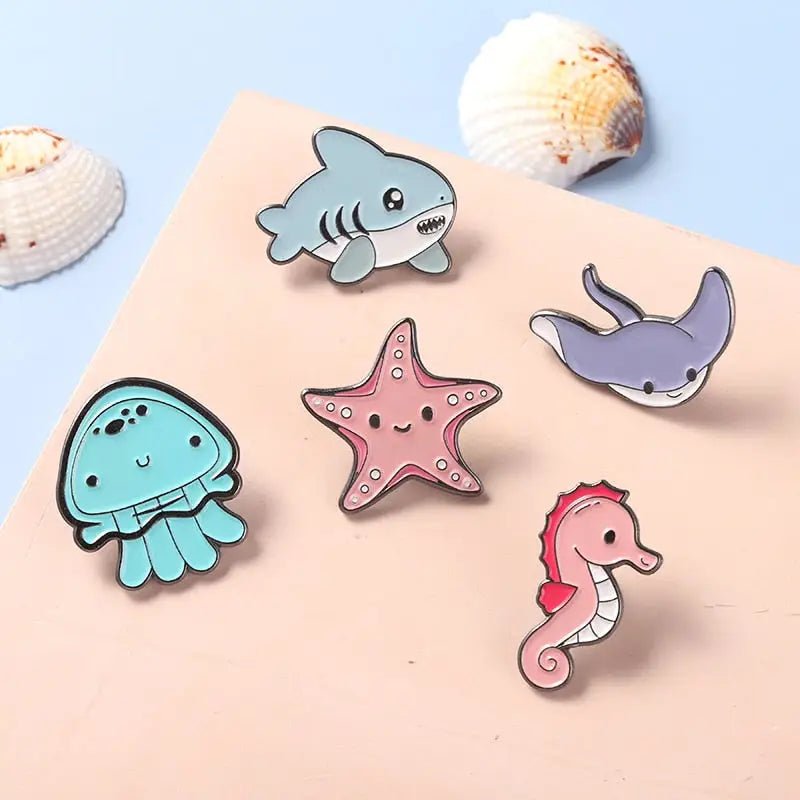 Cute Sea Animal Lapel Pins for Aquatic Lovers - Cosparty