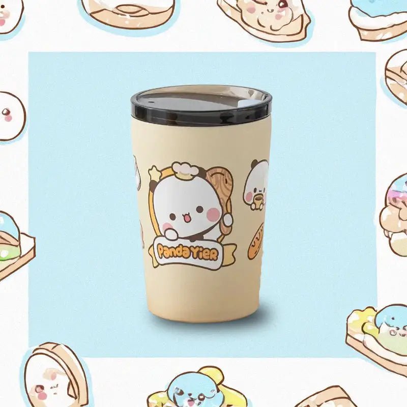 Cute Stainless Teel Dudu & Bubu Bottles in Peach and Goma 360ml - Cosparty