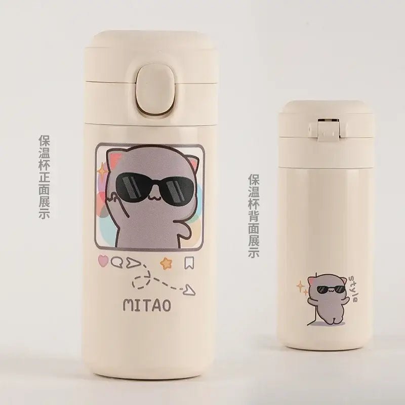 Cute Stainless Teel Dudu & Bubu Bottles in Peach and Goma 360ml - Cosparty