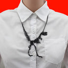 Cute T-Rex Bone Necklace in Black Gold or Silver Plated Hardware - Black - Necklace