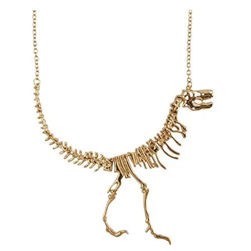 Cute T - Rex Bone Necklace in Black, Gold, or Silver Plated Hardware - Cosparty