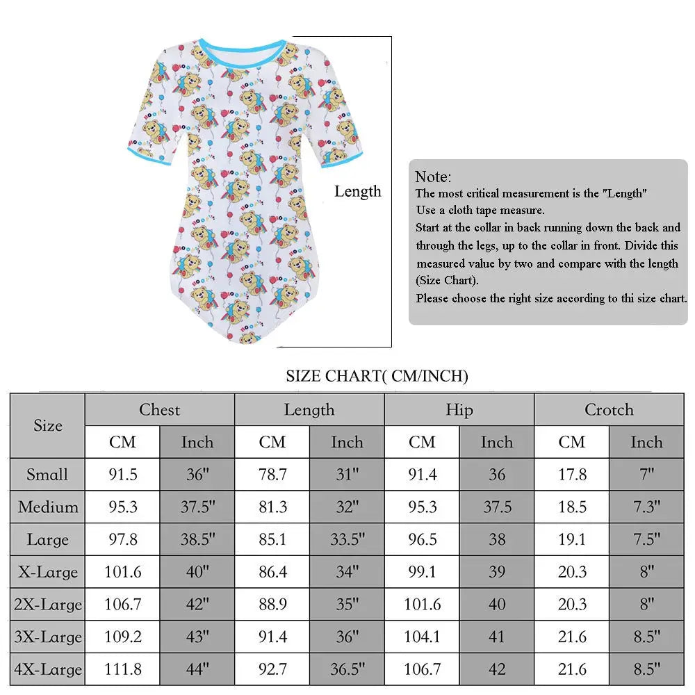 Cute Teddy Bear Adult Onesie with Baby Blue Trim - onesie