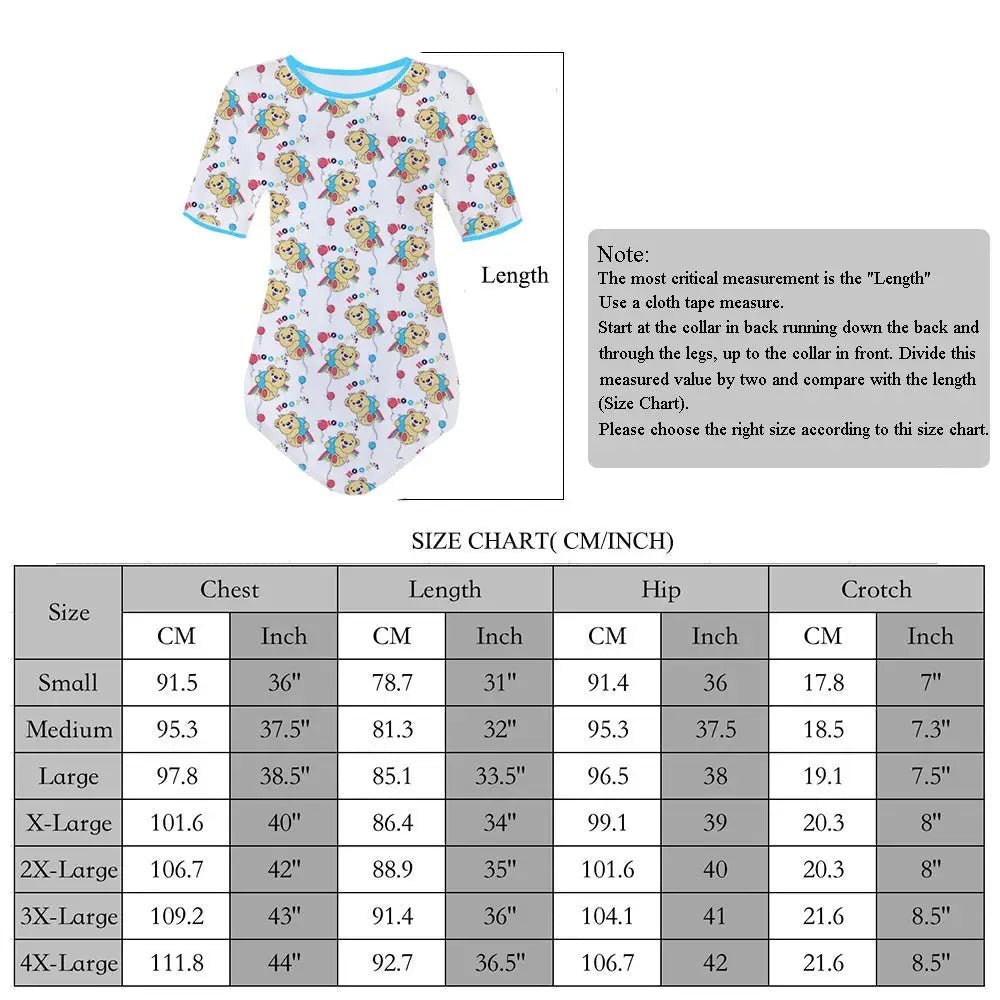 Cute Teddy Bear Adult Onesie with Baby Blue Trim - Cosparty