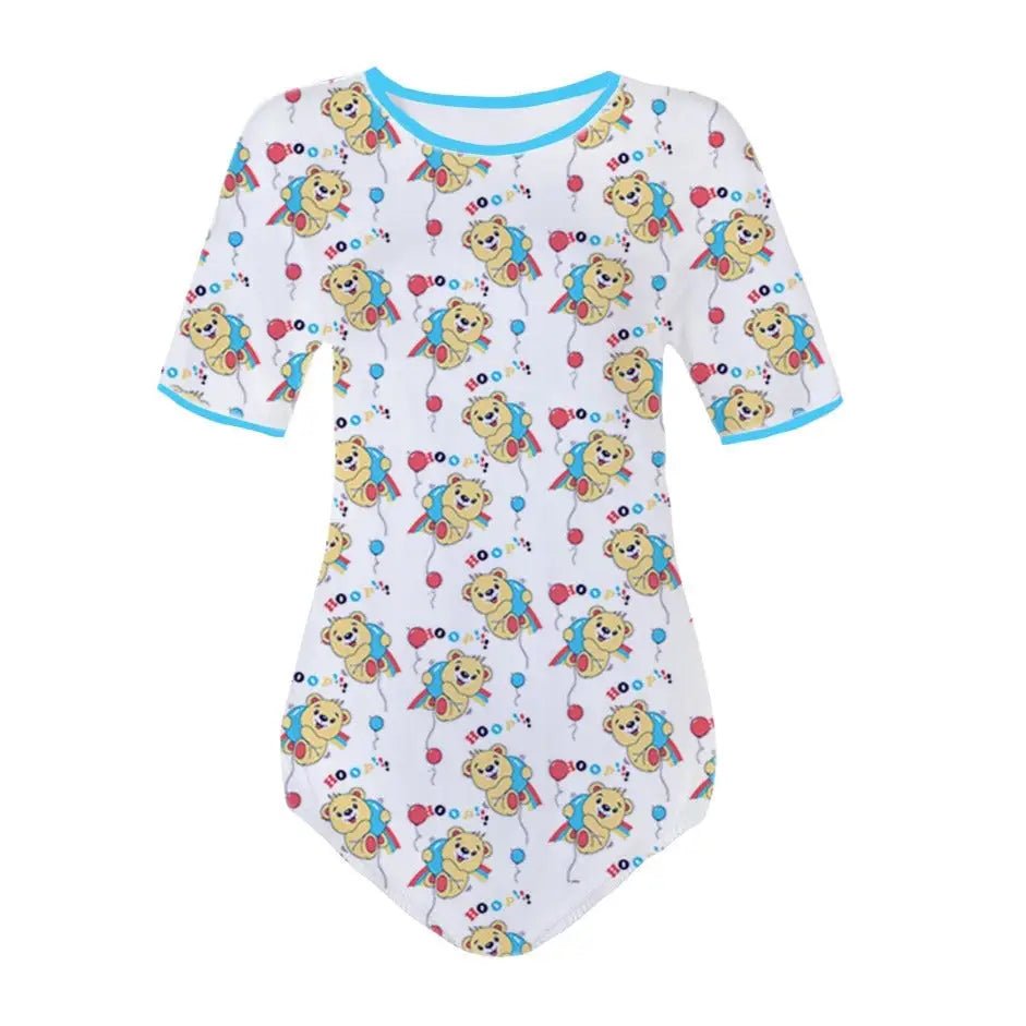 Cute Teddy Bear Adult Onesie with Baby Blue Trim - Cosparty