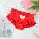 Cute Teddy Bear Panties in Silky Satin with Embroidered Details - Red / M - phone case