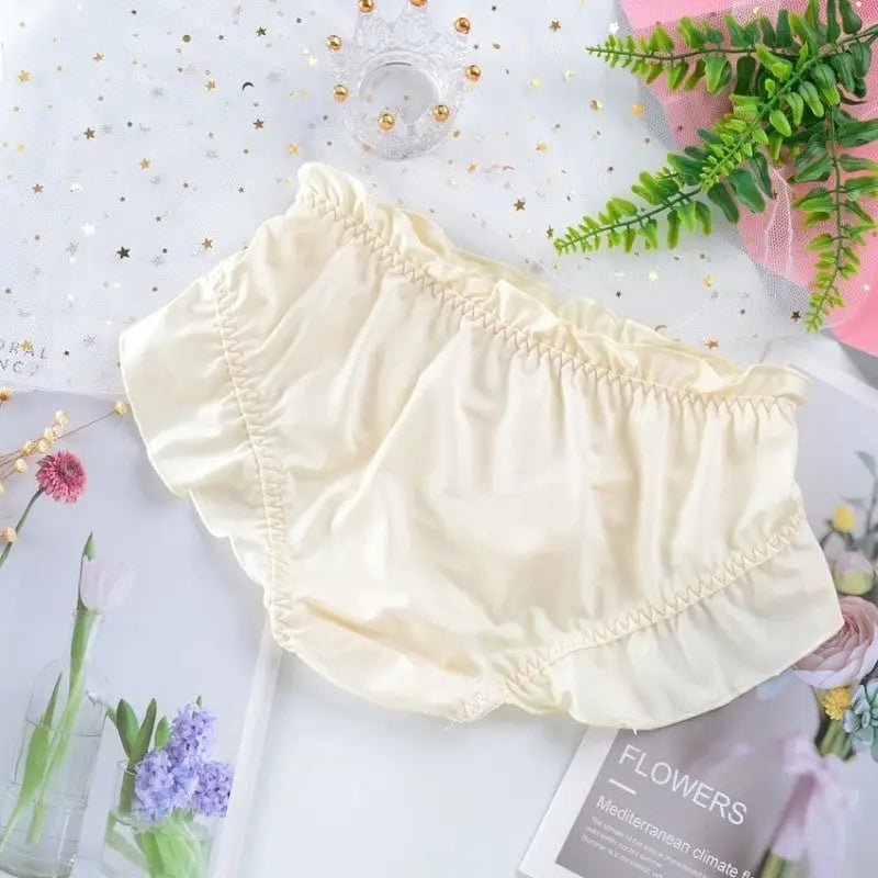 Cute Teddy Bear Panties in Silky Satin with Embroidered Details - Cosparty