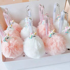 Cute Unicorn Pompom Pens with Fluffy Keychain Attachments - Cosparty