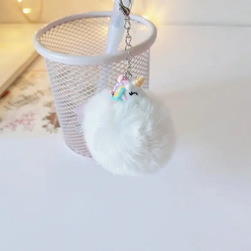 Cute Unicorn Pompom Pens with Fluffy Keychain Attachments - Cosparty