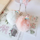 Cute Unicorn Pompom Pens with Fluffy Keychain Attachments - Cosparty