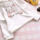 Cute White Baby Kisses Hoodie with Bunny Ears for Kawaii Fashion - Cosparty