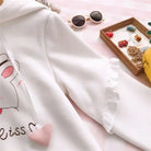 Cute White Baby Kisses Hoodie with Bunny Ears for Kawaii Fashion - sweater