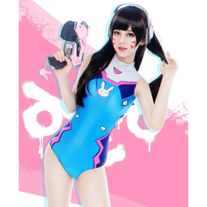 D.Va Overwatch One Piece Swimsuit with Built-in Bra Liner - Cosplay