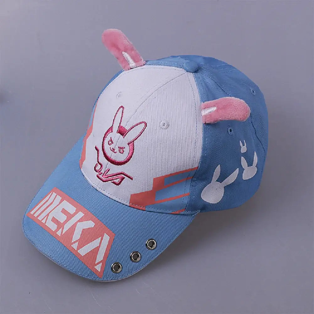 D.Va Overwatch Rabbit Ear Hat with Kawaii Embroidery and Detailing - Hat