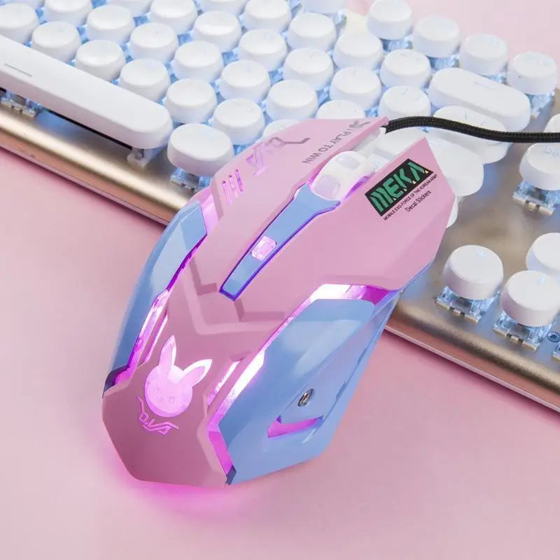 D.Va Pink Blue Ergonomic Gaming Computer Mouse Org InStock for Gamers - computer accessories