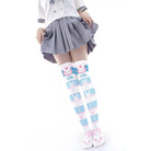 D.Va Thigh High Stockings for Overwatch Fans and Kawaii Gamers - Striped - Socks