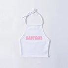 White Baby Girl Tank Top Halter Shirt Belly Cropped Crop Top DD/LG Fetish Kink by DDLG Playground