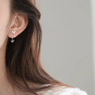 Dainty Crescent Moon Crystal Earrings with Rhinestones and Gems - earrings