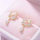 Dainty Crescent Moon Crystal Earrings with Rhinestones and Gems - Cosparty