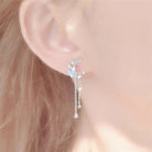 Dainty Crescent Moon Crystal Earrings with Rhinestones and Gems - Cosparty