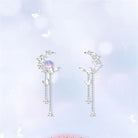 Dainty Crescent Moon Crystal Earrings with Rhinestones and Gems - earrings