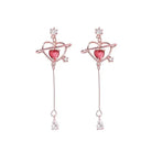 Dainty Heart Planet Crystal Earrings with Rhinestones and Gems - earrings