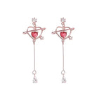 Dainty Heart Planet Crystal Earrings with Rhinestones and Gems - Cosparty